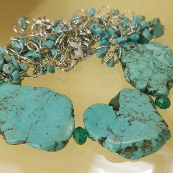 Artisan Handmade Irregular Turquoise Stone Necklace - Picture 5 of 7